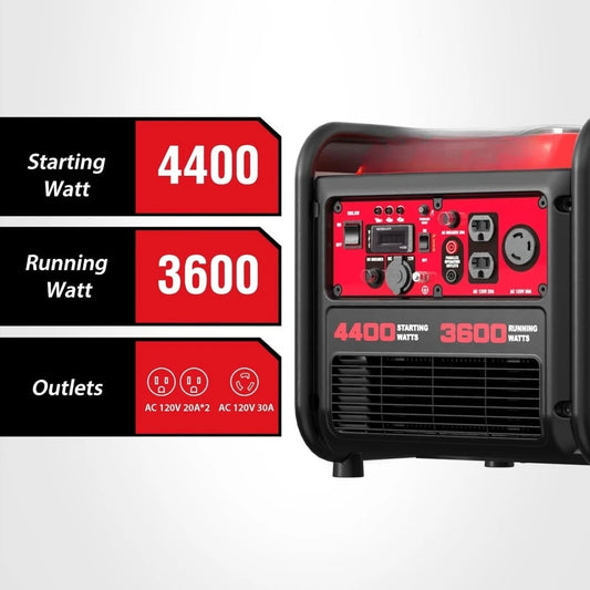 4400-Watt Portable Generator with Inverter Technology, 30A for RV