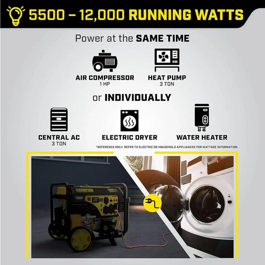 New  Equipment 201110 11,500/9,200-Watt Electric Start Portable Generator with CO Shield,Yellow   | USA | NEW