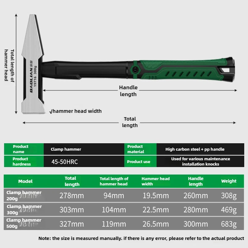 Hardware Tools Building Decoration Flat Head Hammer 200g Plastic Coated Duckbill Hammer 300g Hammer Head 500g Fitter Hammer