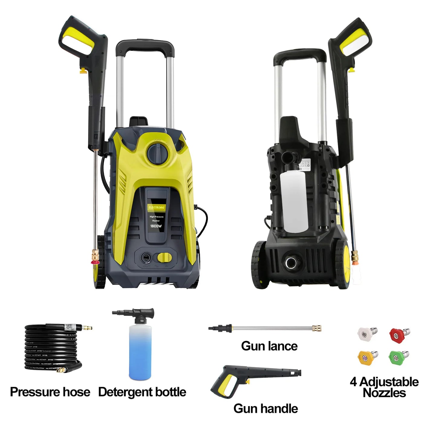 Electric Pressure Washer 4200PSI Max 2.8GPM Power Washer with 25FT Hose, Ideal for Car, Driveway, Patio, Pool Cleaning Yellow