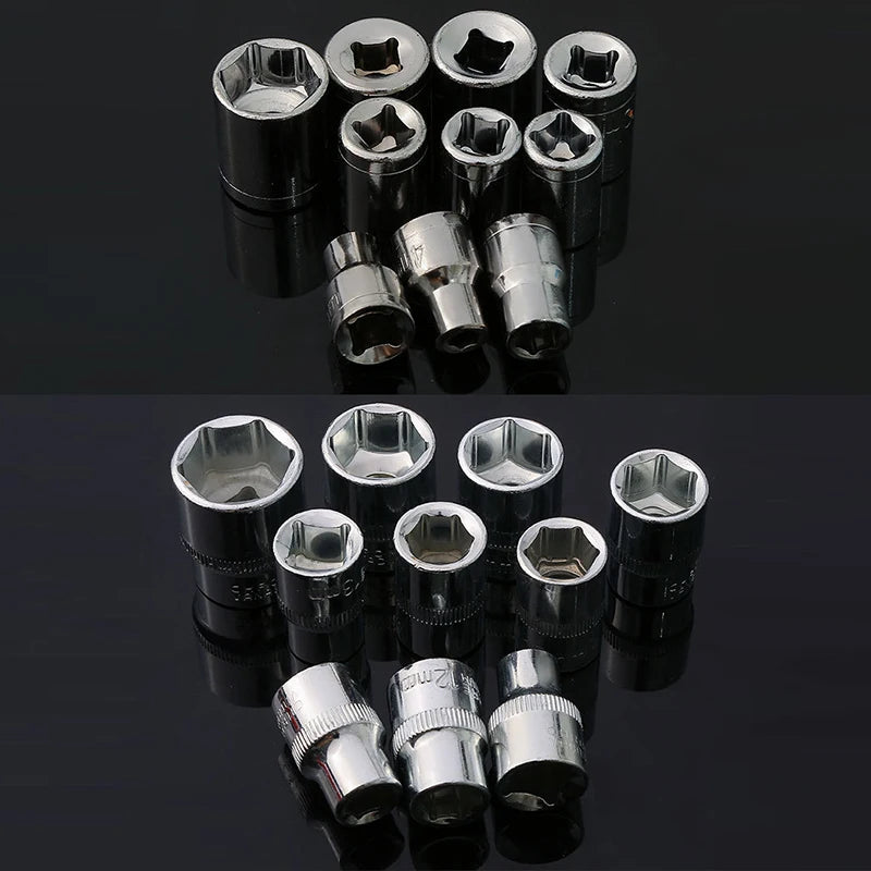 SEAMETAL 12Pcs 1/4 Inch Ratchet Socket Wrench Set Upgrade Wrench Socket Set Hardware Car Boat Motorcycle Bicycle Repairing Tools