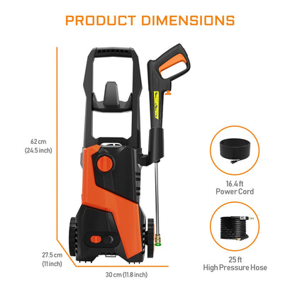Electric Pressure Washer Car Washer 4800PSI 2.9GPM with 4 Nozzles, 25FT Hose & Soap Tank, for Cars, Patio, Pool Cleaning