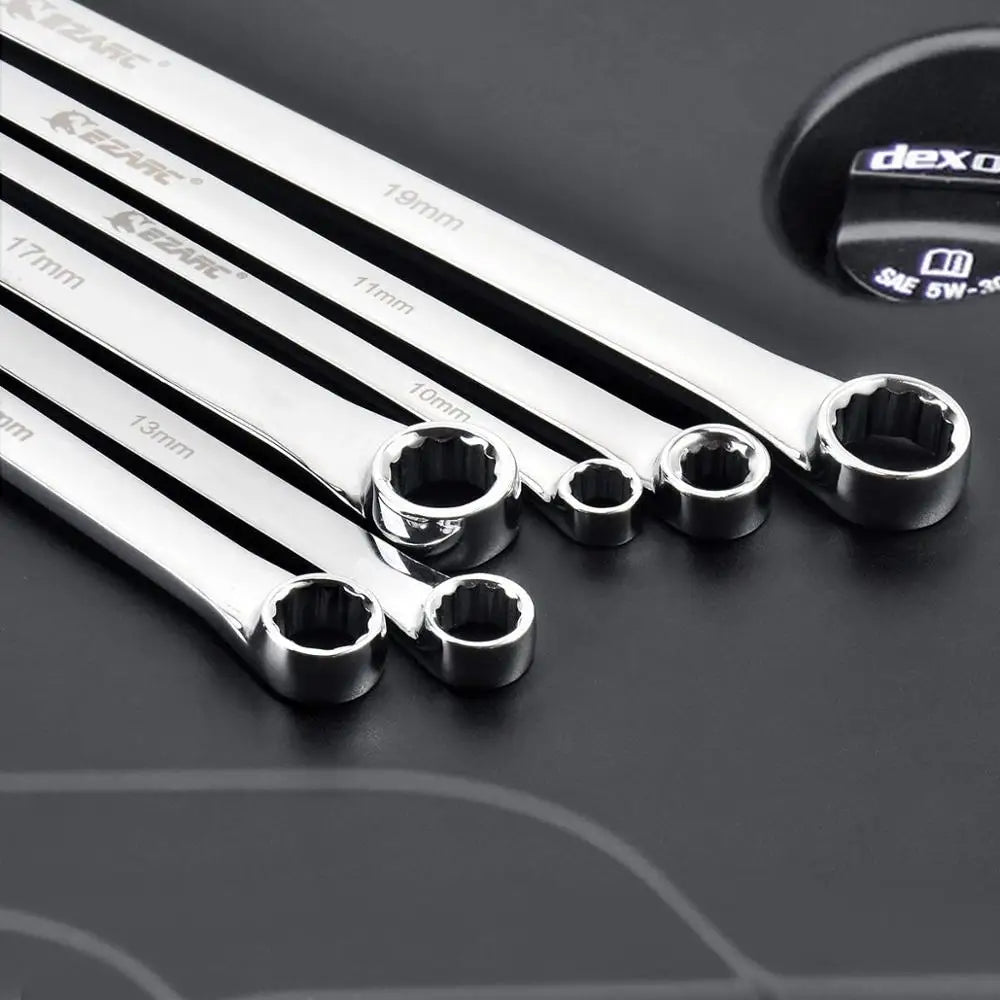 EZARC Extra Long Double Ring Box End Spanner Aviation Wrench Strong Power Less Effort Metric 8-10 9-11 12-13 14-15 16-17 18-19mm