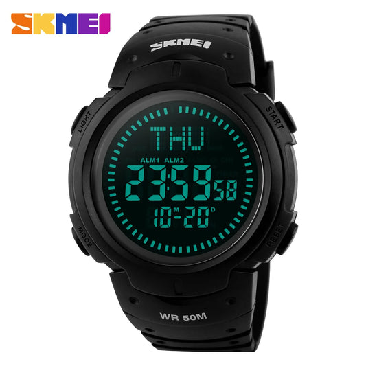 Outdoor Chronograph Compass Watch Men Multifunction Waterproof LED Electronic