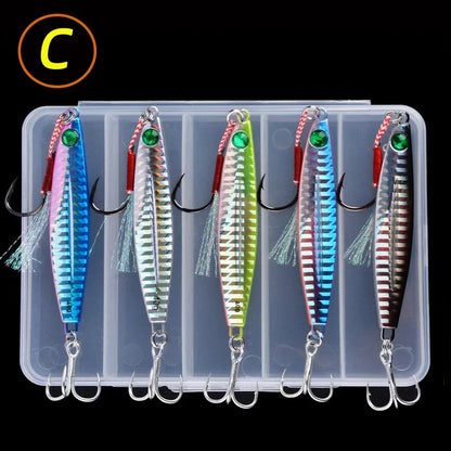 5pcs Metal Jig Fishing Lure Weights 10g-40g Trolling Hard Bait Bass Fishing Bait Tackle Trout Jigging Lure Jigs