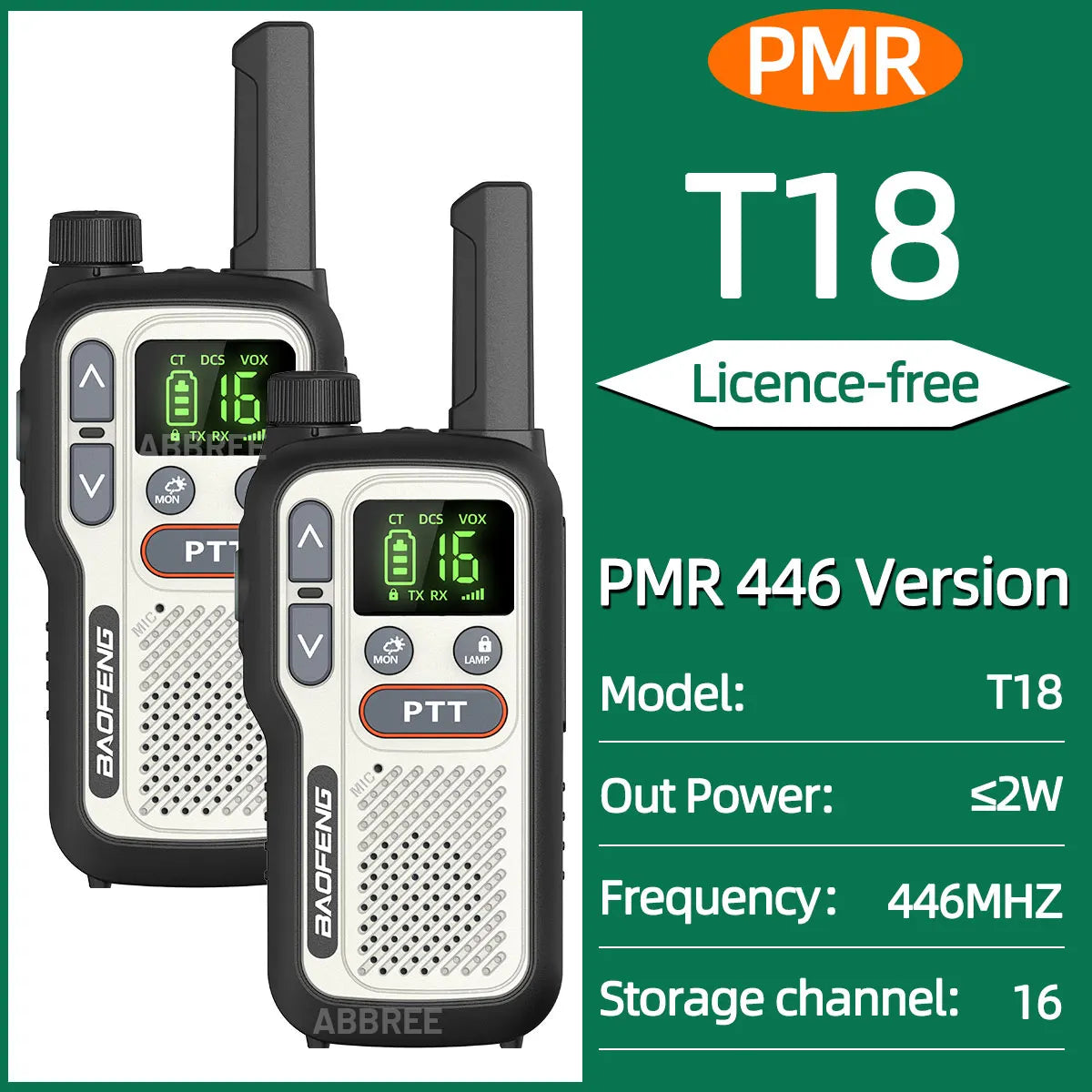 2PCS Baofeng BF-T18 Dual PTT Mini Walkie Talkie NOAA PMR FRS Flashlight Portable Long Range Support Type-C Two Way Ham Radio