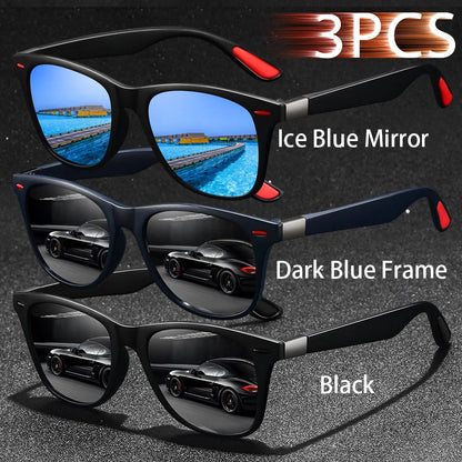 3 PCS Fashion Vintage Sunglasses Men Women Fishing Driving Man Luxury Brand Designer Sun Glasses Anti-Glare Retro Eyewear UV400