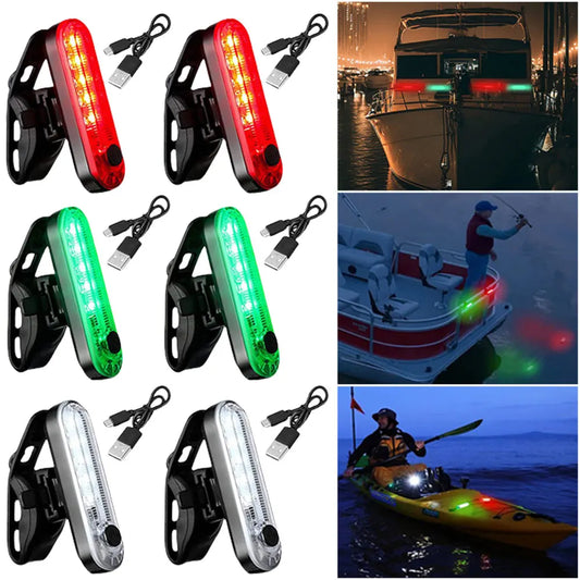 LED Boat Navigation Light Type-C Charging Boat Signal Lamp 4 Modes Marine Sailboat