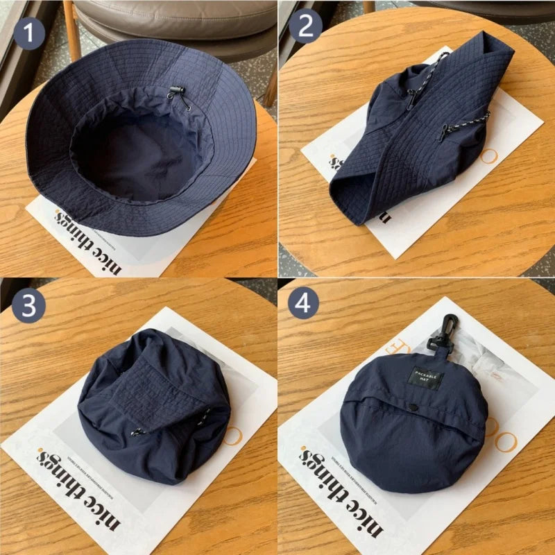 Protable Waterproof Cycling Hiking Camping Suncreen Fisherman Bucket Hat Sunhat Men Women Summer Big Brim Anti-UV Panama Caps