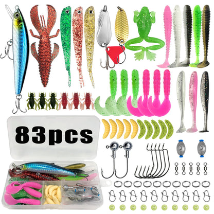 Fishing 83/133/193/239/409pcs Fishing Lure Kit For Trout/Pike/Bass Multi-Lure Fishing Set