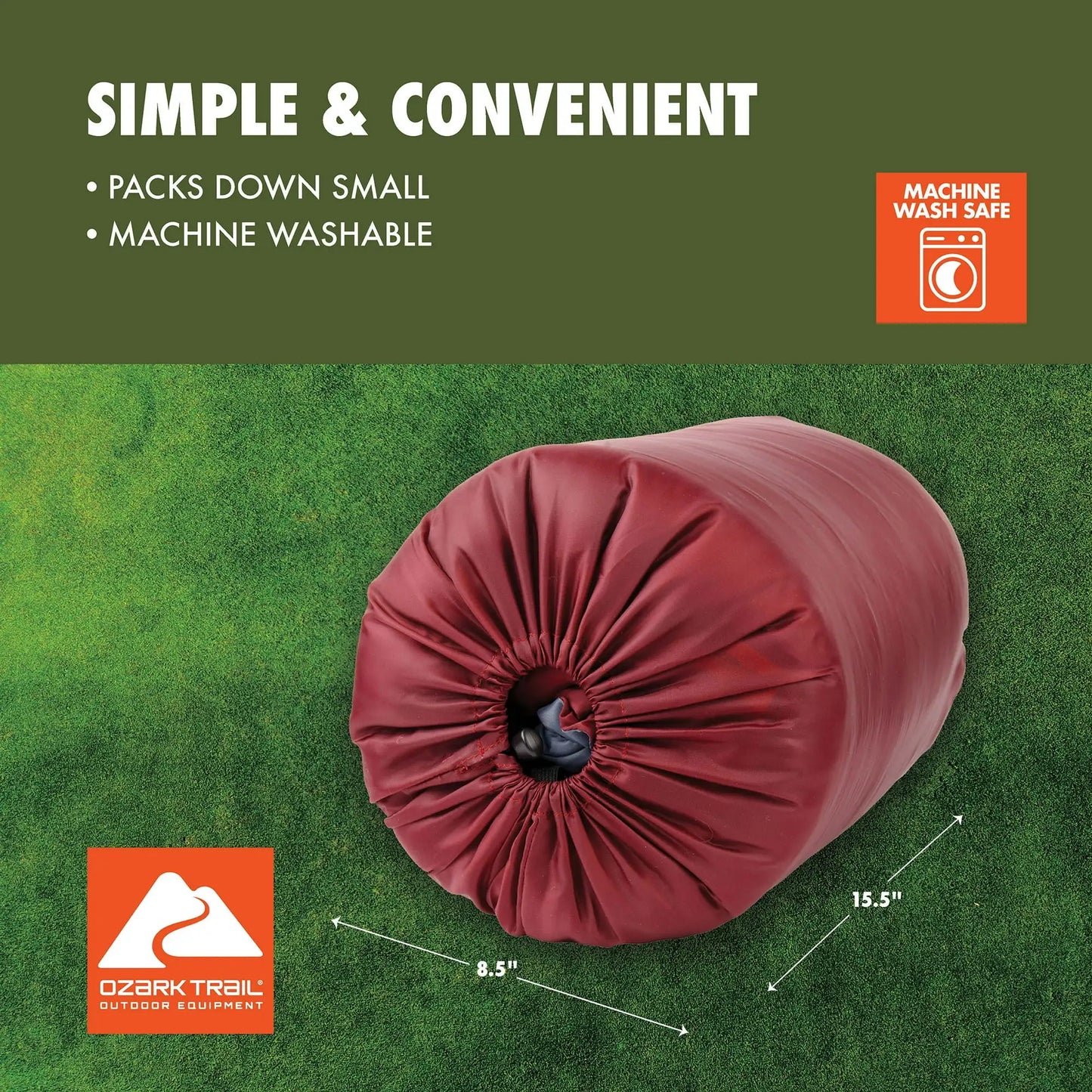 Ozark Trail 50-Degree Weather Rectangular Sleeping Bag, Red, 33"X75"