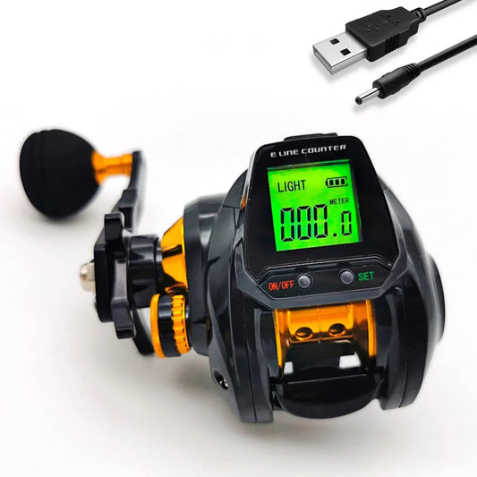 Hook Reminder Digital Fishing Baitcasting Reel Line Counter 6.3:1 Digital Fishing Reel