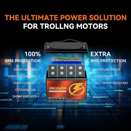 12V 100Ah lithium battery with Bluetooth for trolling motor, RV, Comping, Marine, Solar, Off-GRIDCAmping