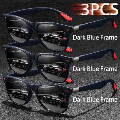 3 PCS Fashion Vintage Sunglasses Men Women Fishing Driving Man Luxury Brand Designer Sun Glasses Anti-Glare Retro Eyewear UV400