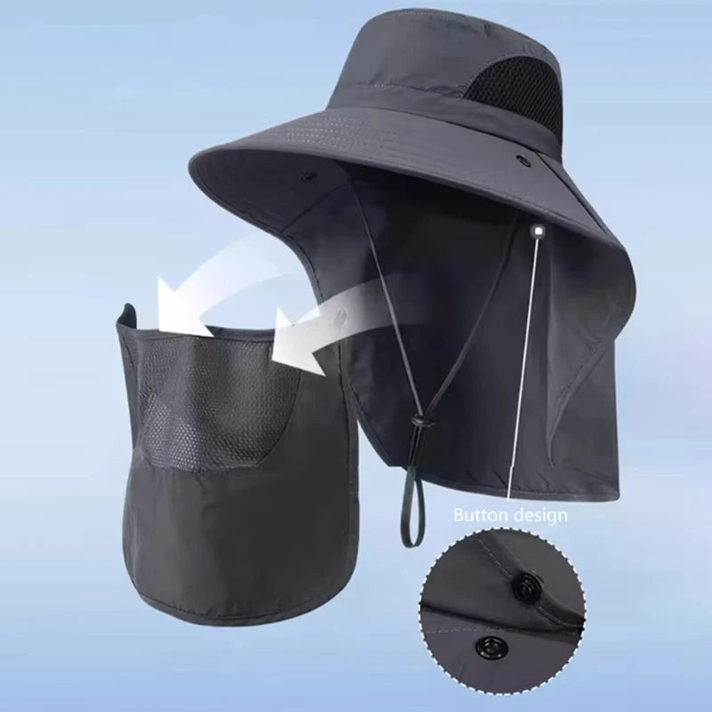 1pc Summer Sun Hats UV Outdoor Fishing Cap Hiking Camping Visor Bucket Hat Fisherman Hat Protection Neck