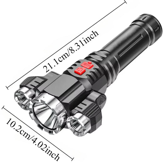 3LED Strong Waterproof LED Flashlight, Portable Camping Bike Light, Remote Outdoor,