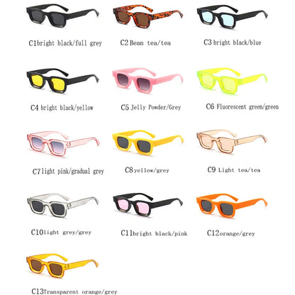Small Sunglasses Rectangle Thick Frame Square Sun Glasses Men's Black Blue Ladies Sun Shades Uv400 Unisex Eyewears