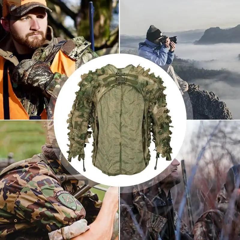 Ghillie Suit Breathable Ghillie Suit For Turkey Hunting Hunting Gear Camouflage Material Woodland
