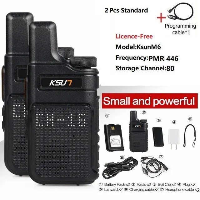 KSUT PMR446 Walkie Talkie 2pcs/1pcs Mini Size Portable Handheld Radio Wireless Set Two Way Radio Station Comunicador Transceiver