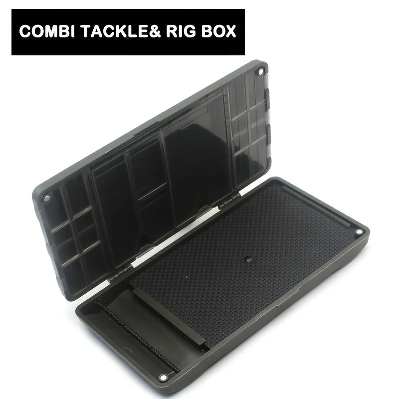 1pc Rigtrip Multi-Compartment Carp Fishing Tackle Box - Durable ABS, Secure Magnet Closure