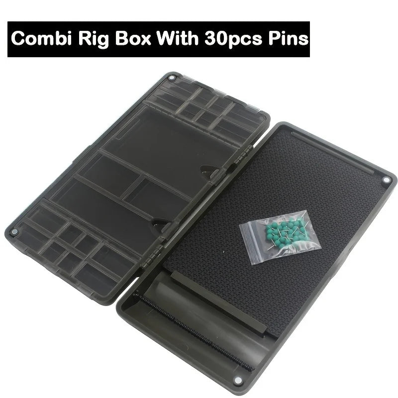 1pc Rigtrip Multi-Compartment Carp Fishing Tackle Box - Durable ABS, Secure Magnet Closure