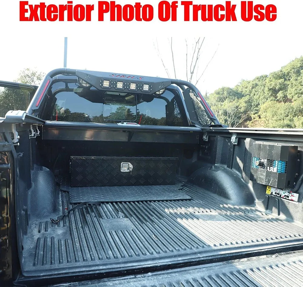39"X13"X10" BLACK ALUMINUM PICKUP TRUCK TRUNK BED TOOL BOX TRAILER STORAGE+LOCK