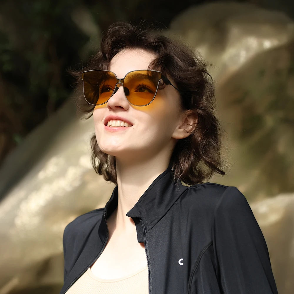 Classic Folding Metal Sunglasses 2024 New Fashion Stainless Steel Frame Nylon Lenses Outdoor