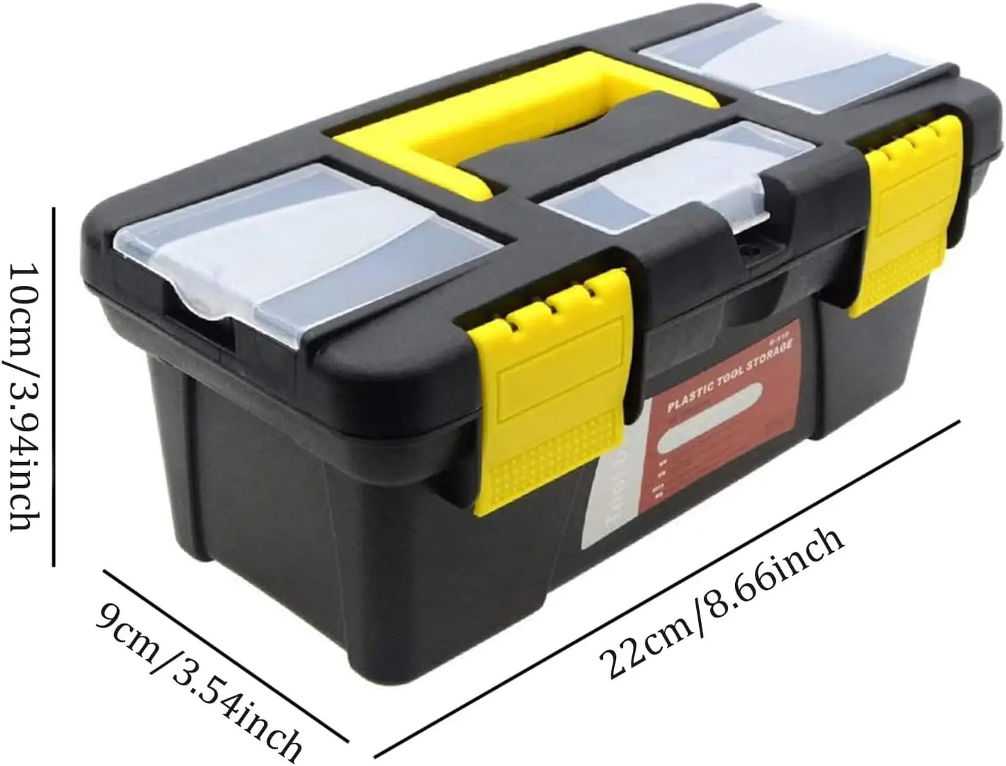 10 inch Double-Layer Tool Storage Box,Hand Tool Case Portable Toolbox,2 Layer Plastic Hand Tool Chest Storage Case.