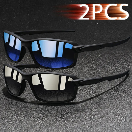 2 PCS Fashion Vintage Sunglasses Men Women Fishing Driving Man Luxury Brand Designer Sun Glasses Anti-Glare Retro Eyewear UV400