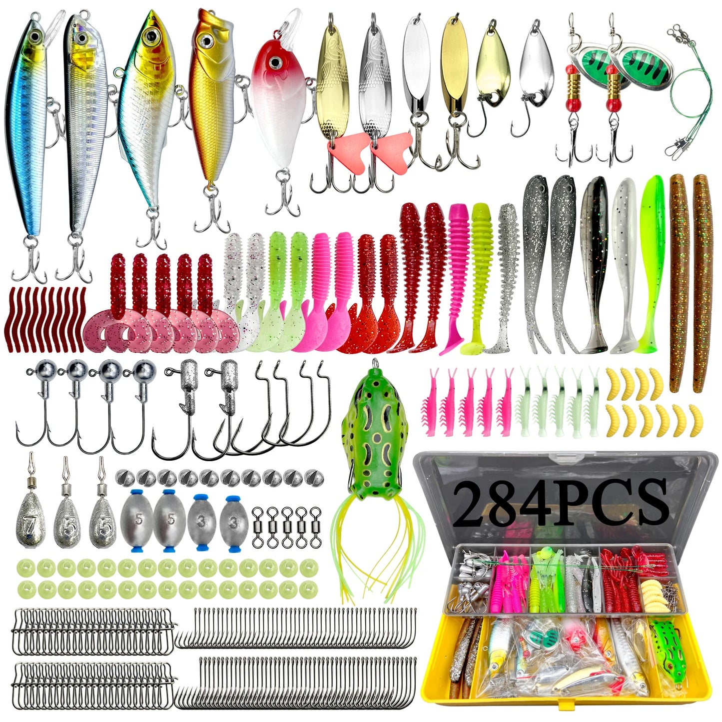 78/122/284pcs Fishing Lures Kit for Topwater Bait Rigs Tackle Kit