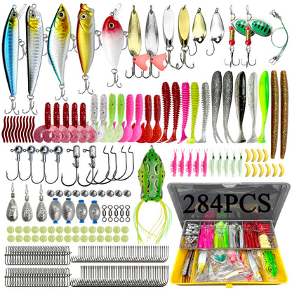 78/122/284pcs Fishing Lures Kit for Topwater Bait Rigs Tackle Kit