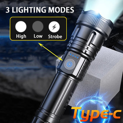 2pcs Strong Light Flashlight USB Rechargeable Small Xenon Lamp Portable Ultra Bright Long-range