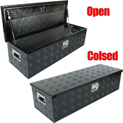 39"X13"X10" BLACK ALUMINUM PICKUP TRUCK TRUNK BED TOOL BOX TRAILER STORAGE+LOCK