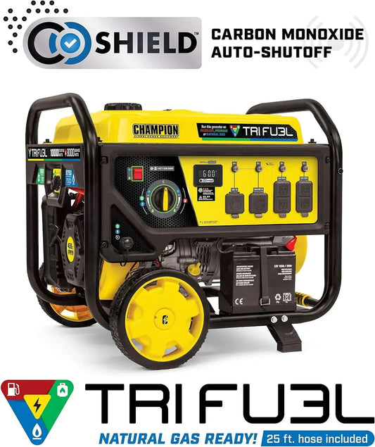 New 100416 10,000/8,000-Watt TRI Fuel Portable Natural Gas Generator, NG/LPG Hose Kits and CO Shield   | USA | NEW