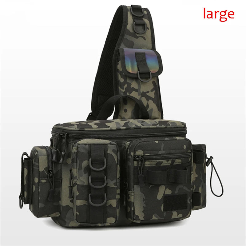 Fishing Tackle & Gear Sling Backpack with Rod Holder