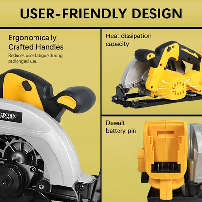7-inch Cordless Circular Saw 5000rpm Brushless Woodworking Saw 45-degree Cutting Angle Adjustment For Dewalt 20v Batteries