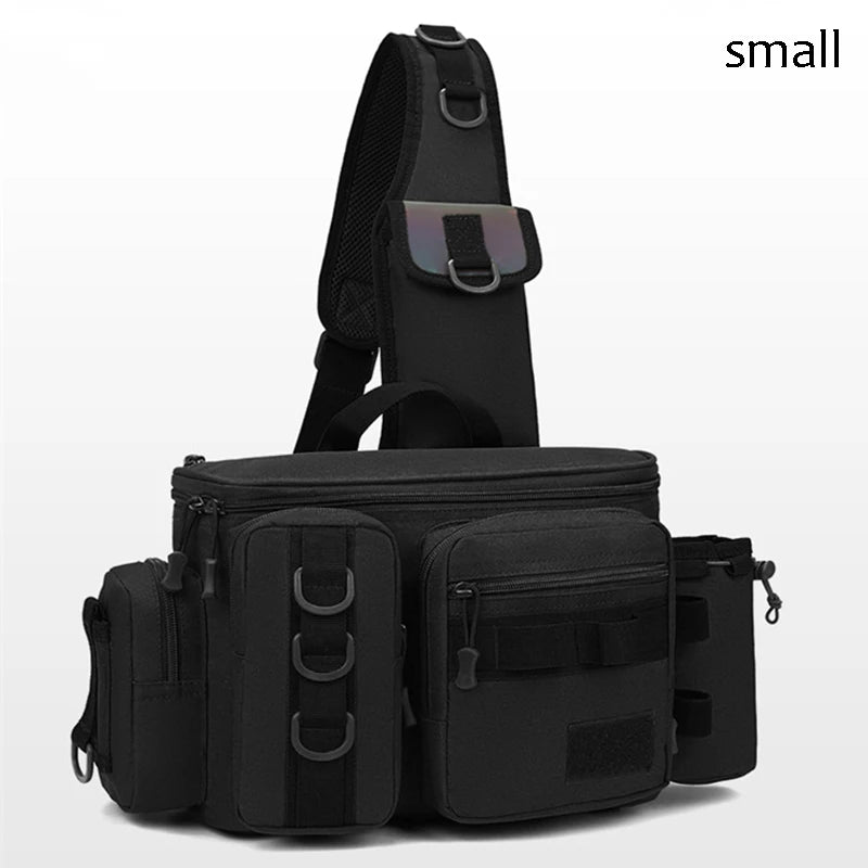 Fishing Tackle & Gear Sling Backpack with Rod Holder