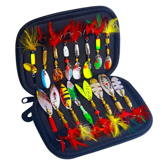 16PCS Fake Bait Spinner Lures Metal Bait Fishing Lure Spinnerbait Bass Trout Salmon Hard Metal Spinner