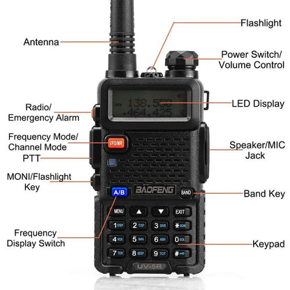 2pcs BAOFENG UV-5R 5W 8W High Power Dual Band Two Way Radio Long Range Handheld Portable Walkies Talkies For Hunting