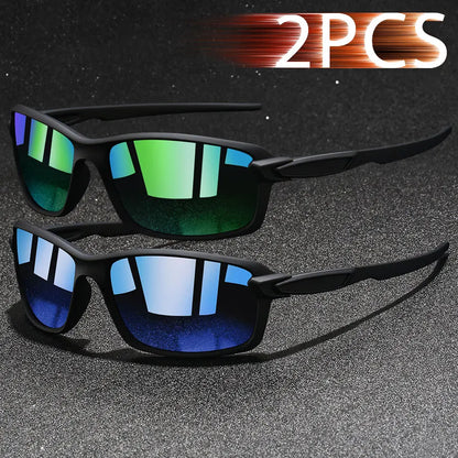 2 PCS Fashion Vintage Sunglasses Men Women Fishing Driving Man Luxury Brand Designer Sun Glasses Anti-Glare Retro Eyewear UV400