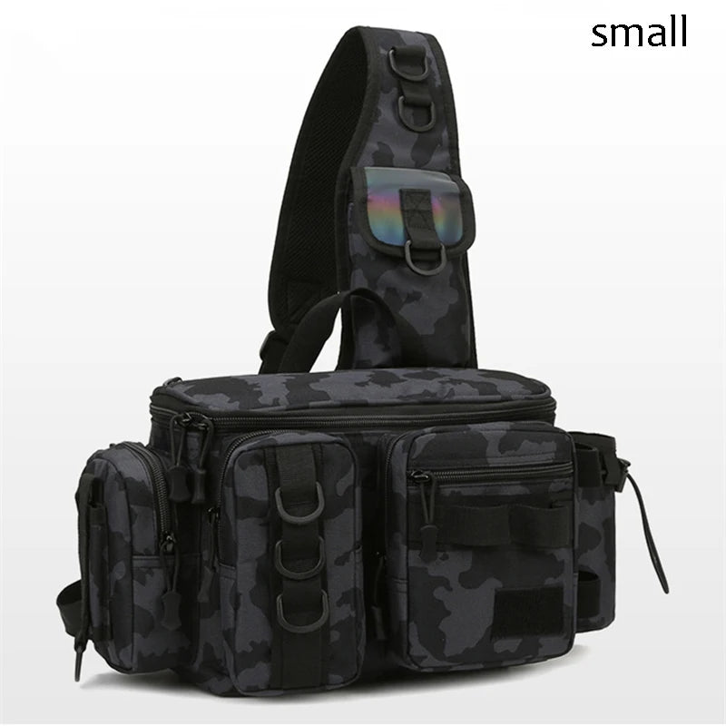 Fishing Tackle & Gear Sling Backpack with Rod Holder