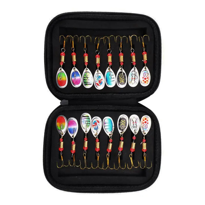 Fly Fishing Lure Spinner Spoon Bait Foam Box Trout Flies  Fish Hook Bag
