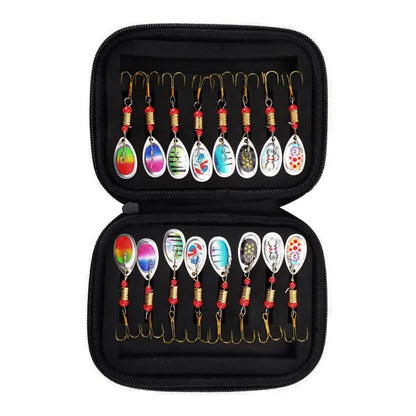 Fly Fishing Lure Spinner Spoon Bait Foam Box Trout Flies  Fish Hook Bag