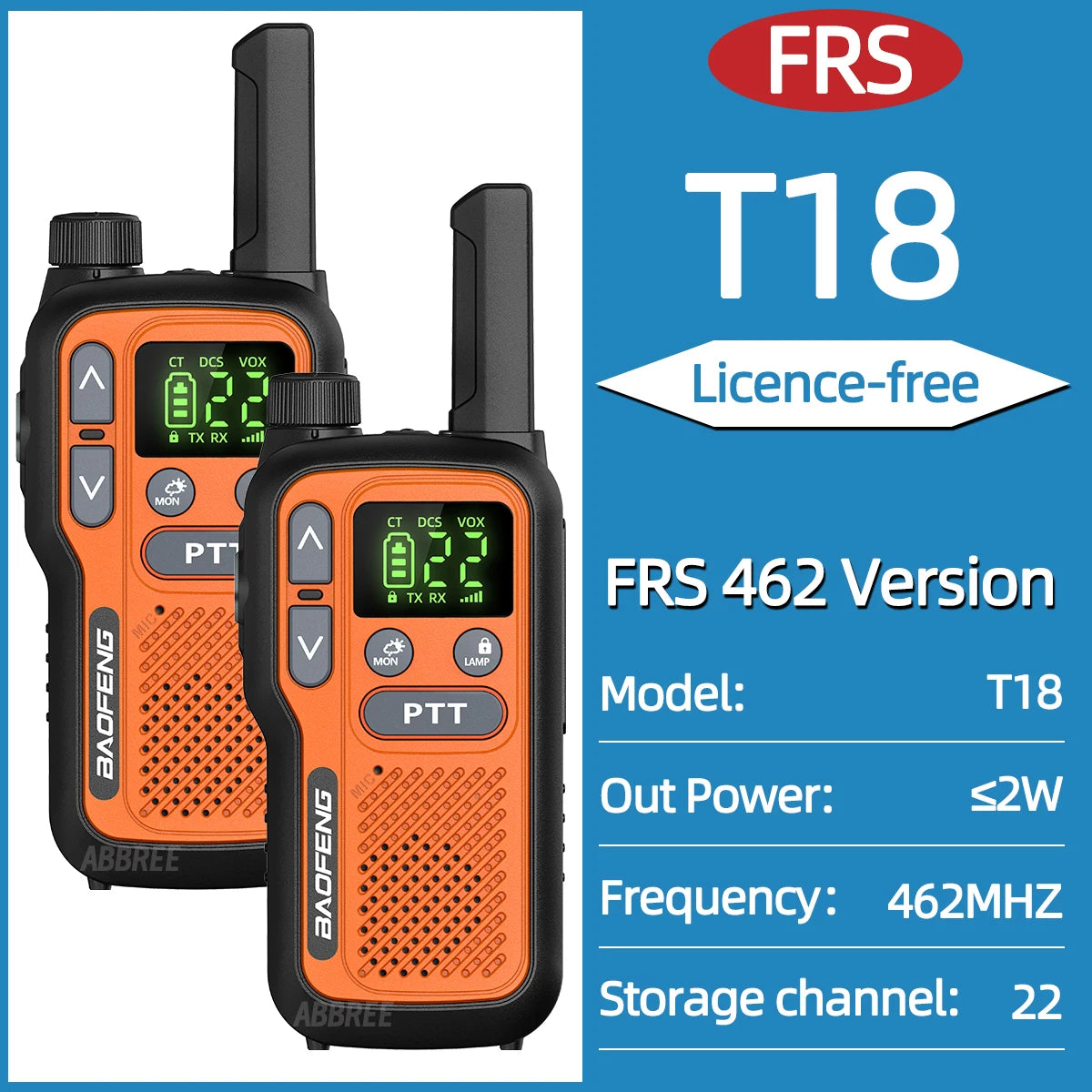 2PCS Baofeng BF-T18 Dual PTT Mini Walkie Talkie NOAA PMR FRS Flashlight Portable Long Range Support Type-C Two Way Ham Radio