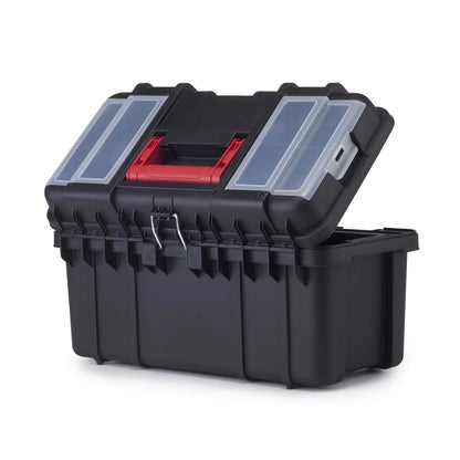 19 Inch Plastic Toolbox Heavy Duty Storage Kit Portable Tool Organizer Removable Tray Lid Organizers Lockable Design
