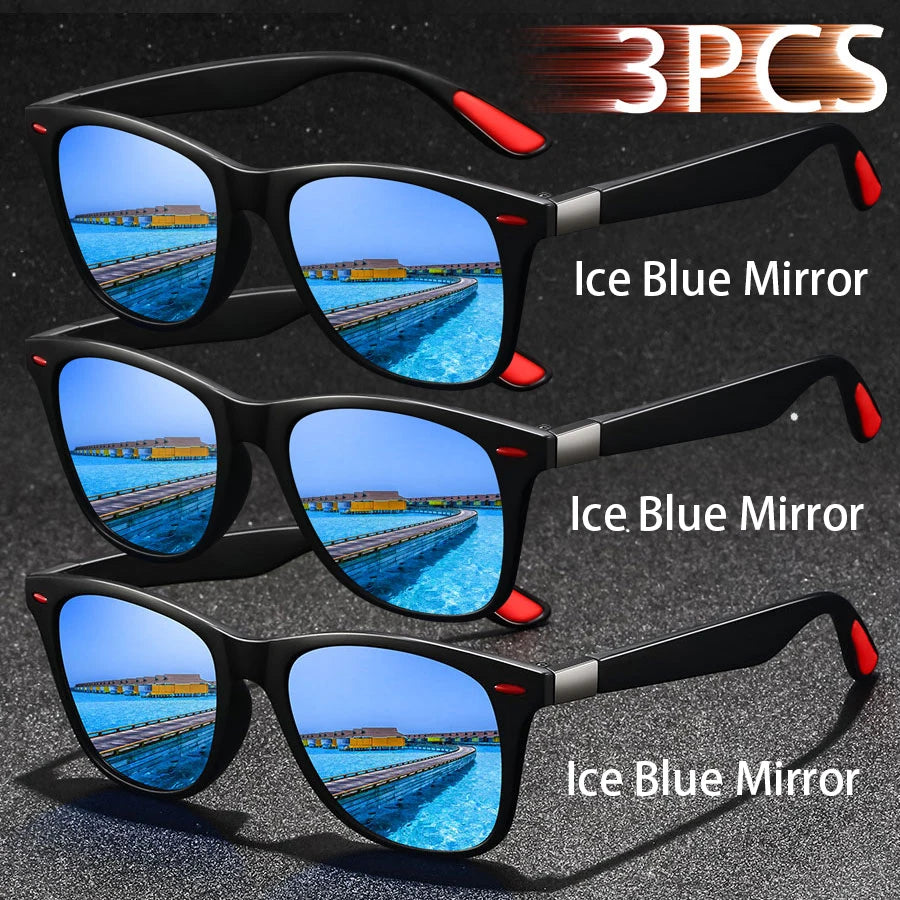 3 PCS Fashion Vintage Sunglasses Men Women Fishing Driving Man Luxury Brand Designer Sun Glasses Anti-Glare Retro Eyewear UV400
