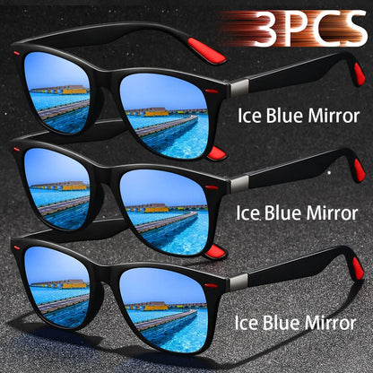 3 PCS Fashion Vintage Sunglasses Men Women Fishing Driving Man Luxury Brand Designer Sun Glasses Anti-Glare Retro Eyewear UV400
