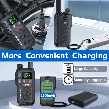 2PCS Baofeng BF-T18 Dual PTT Mini Walkie Talkie NOAA PMR FRS Flashlight Portable Long Range Support Type-C Two Way Ham Radio