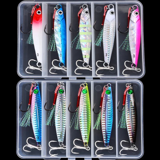 5pcs Metal Jig Fishing Lure Weights 10g-40g Trolling Hard Bait Bass Fishing Bait Tackle Trout Jigging Lure Jigs