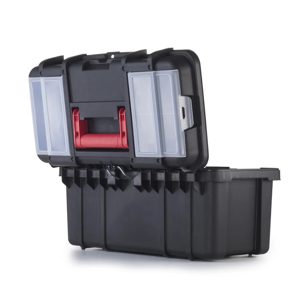 19 Inch Plastic Toolbox Heavy Duty Storage Kit Portable Tool Organizer Removable Tray Lid Organizers Lockable Design